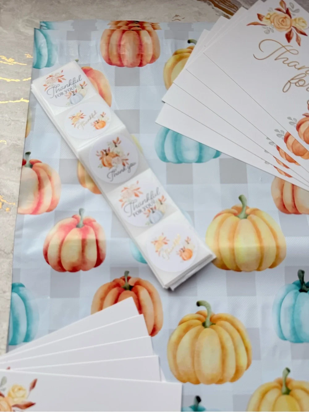 30 Pc Fall Reseller Bundle Poly Mailers Thank You Cards Stickers